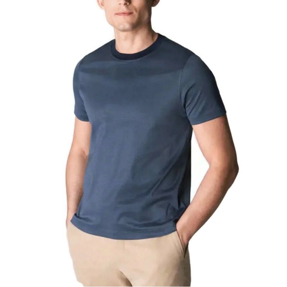 Eton Filo di Scozia Slim Fit Cotton Jersey Crewneck T-Shirt I’m Blue
